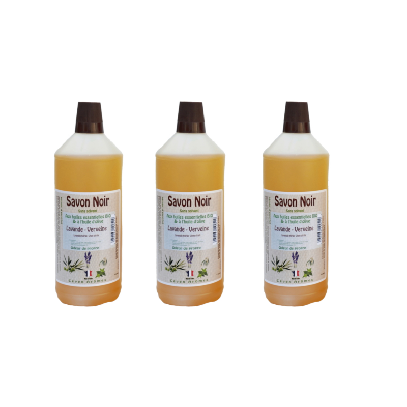 Mixed Black soap with olive oil and organic essential oils 1L - Set of 4