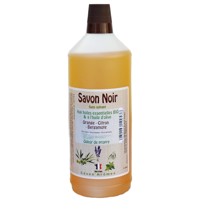 Schwarze Seife aus Olivenöl, Orange, Zitrone und Bergamotte, 1 l