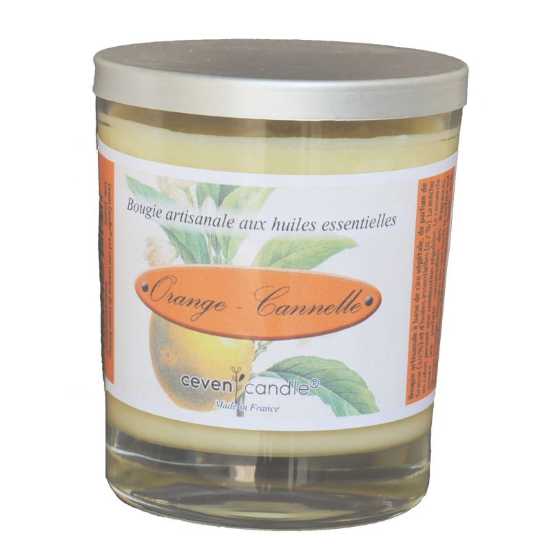 Vela hecha a mano de naranja y canela