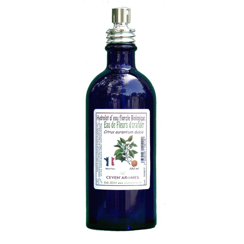 Bottle of organic floral water from Orange blossoms