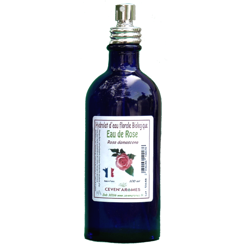Bottle of organic Rose floral water