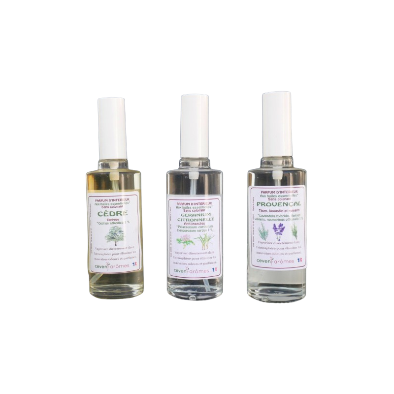 Parfum d'intérieur aux huiles essentielles Verre blanc 50 ml - Lot de 3